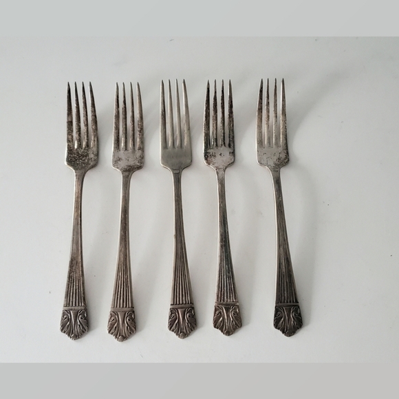 Lady Esther Antique Silverplated 5 Dinner Forks - Picture 1 of 2